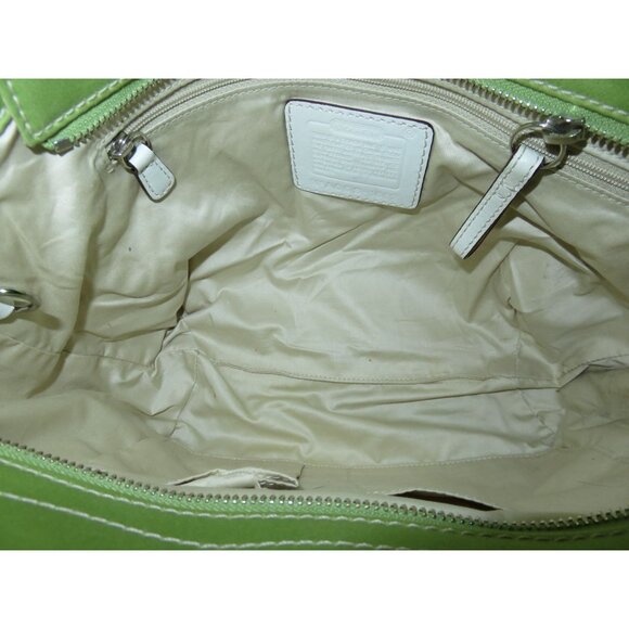Coach 2006 Vintage Y2K Green & White Soho Twill & Leather Mini Tote - Picture 7 of 14